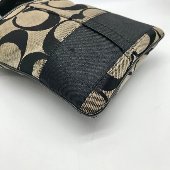 Coach Beige And Black Canvas Signature Stripe Crossbody Bag - Picture 9 of 10